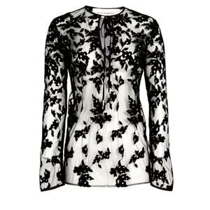 Silvia Tcherassi Black Tosca Semi-Sheer Floral Blouse Size XS Cotton Blend